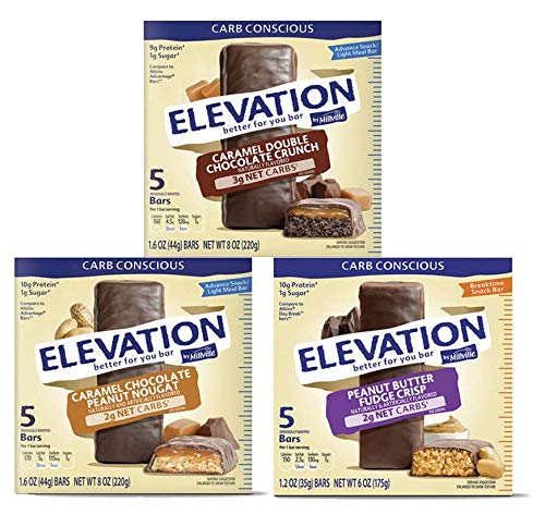 Millville Elevation Protein Bars Snack Bundle, 3 Variety Flavors in One Pack, Chocolate Energy Protein Bars, Chewy Choco Energy Snack Bars for Carb Conscious