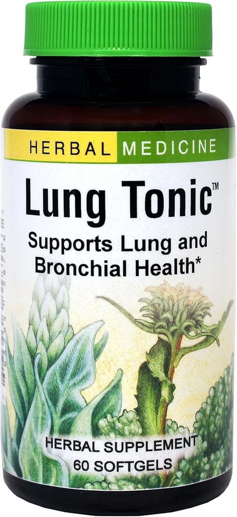 Urter Etc. Lung Tonic - Lung Supplement for bronkial support - Sund vejrtrækning support med Mullein, Horehound & Grindelia - 60 Softgels