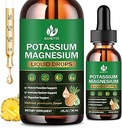 (2 Pack) Kalium Magnesiumsupplement til immunforsvar og muskelstøtte, høj absorption, tredobbelt magnesiumkompleks med glycinat, taurat, citrat og kalium, ananas, 1 Fl Oz