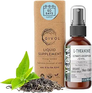 200mg L- Theanine & 150mg vitamin C Flydende spray til børn og voksne - Real Peach Extract Flavor - Non-GMO, Gluten fri, Sukker fri, Alkohol fri, Alle naturlige - 2 Fl Oz 60 dages forsyning