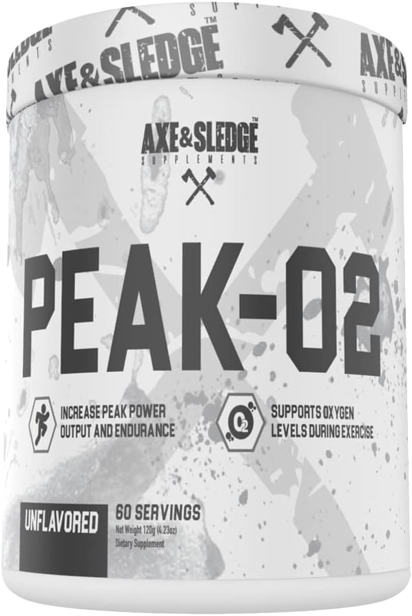 Axe & Sledge Kosttilskud Peak- O2 Basics Powder, Understøtter Motion Performance, Endurance, og Power Output, Unflavored, Indeholder ingen kunstige stoffer, Fillers, eller Hjælpestoffer, 60 Serveringer