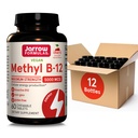 Jarrow Formulas Maximum Strength Methyl B- 12 5000 mcg, Kosttilskud til Cellular Energy Production and Brain Health Support, 60 Cherry- Flavored Chewable Tablets, 60 Day Supply, Pack of 12