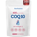 CoQ10 400mg with Omega 3 Fatty Acids, 300 Softgel | Stable High Absorption Form – Antioxidant Support Overall & Energy Health – Extra Strength Coenzyme Q10 Supplement