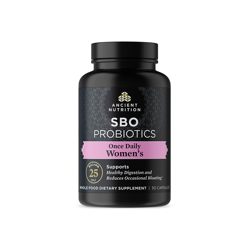 Ancient Nutrition Probiotika for kvinder, Engang Daglige Kvinder Probiotika 30ct, fordøjelsesstøtte og Reducerer Occasional Bloating, Lavet med Chaste Tree Berry og Amla Berry, 25 milliarder CFU 'er *