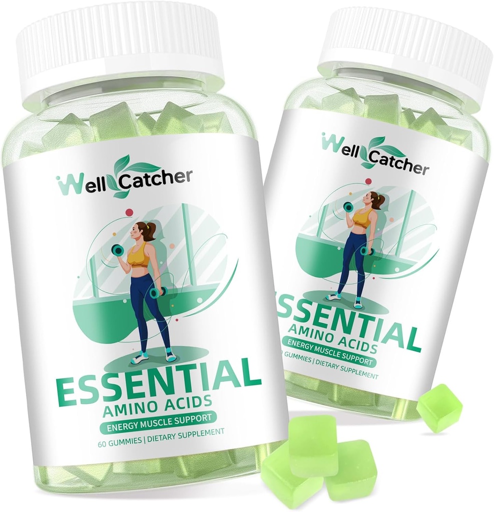 EAA Gummies Essential Aminosyrer - 60 dages forsyning Alle 9 Essential Aminos og alle Branched- Chain Aminos (BCAAs) Sukker fri med Muscle Recovery Energy Support Non GMO Green Apple Flavor