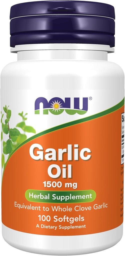 Now Foods Kosttilskud, hvidløg Olie 1500 mg, Servering Størrelse Ækvivalent med Hel Clove Hvidløg, 100 Softgels