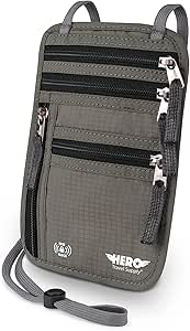 HERO Neck Wallet, RFID Blocking Passport Holder, Nem at Conceal Travel Pouch