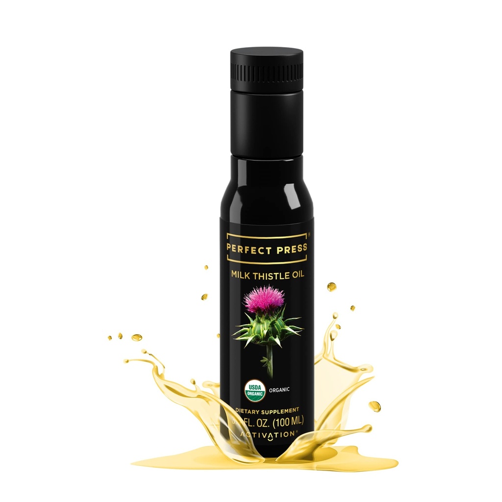 ACTIVATION Products - Perfect Press Milk Thistle Oil, Milk Thistle Extract for Natural Detox and Blood Circulation, Pure Milk Thistle Liquid for Heart Health, Milk Thistle Supplement, Non GMO, 100 ml