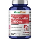 NusaPure Myo - Inositol 2800mg, 200 kapsler, supplement til ekstra styrke, non- GMO