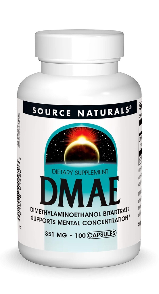 Kilde Naturals DMAE, Dimethylaminoethanol Bitartrat - Understøtter Mental Koncentration *, 351mg - 100 kapsler