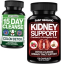Nyre Support Cleanse Detox & Reparation 120 Caps - Sammen med - 15 Day Cleanse Detox 124; Colon Detox med Natural Laxative