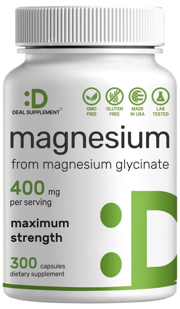 Magnesium Glycinat 400mg, 300 Kapsler