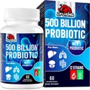 Probiotika til mænd, 500 milliarder CFU & 12 Herre Probiotika til fordøjelsessygdomme + 4 Organic Prebiotic Fiber, til fordøjelsessygdomme, Gut, immunforsvar, bloating, gas, energistøtte, holdbarhed- 60 kapsler