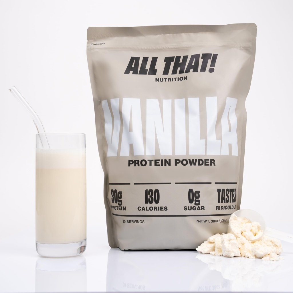 Vanilla Protein Powder, 30G Whey Protein, Low Calorie, 0g Sugar, No Artificial Flavors, Soy-Free & Gluten-Free, 30 Servings