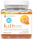 Youtory K2D3 - Bone & Heart Health Support * - Kombinerer vitamin D3 & Vitamin K2 - Dairy, Soy & Gluten Free - Peach, 60 Vegetar Gummies