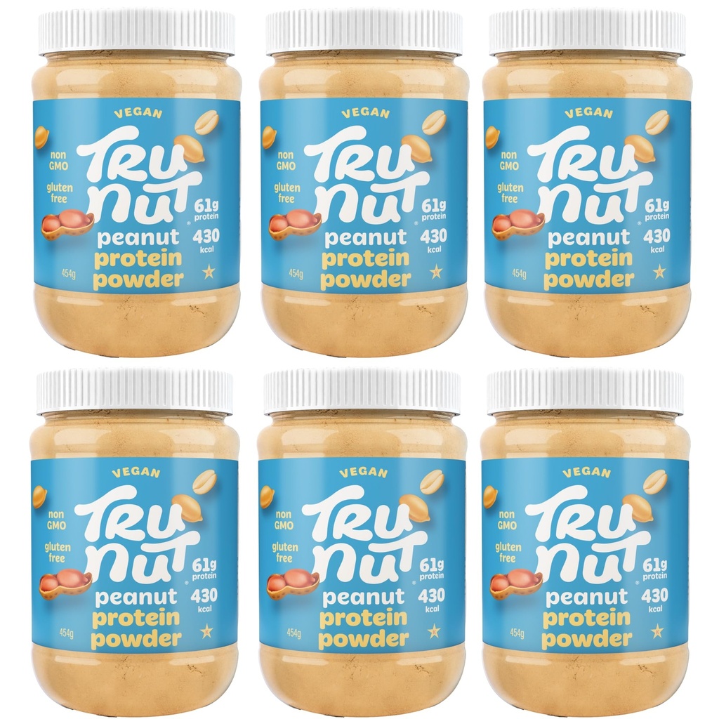 Tru-Nut Vegan Peanut Protein Powder - 20g of Protein, 140 Calories, Ideal for Smoothies and Protein Shakes, Versatile and Easy to Use, No Sugar Added, Low Carb, Gluten Free, 16oz Jar (Case of 6)
