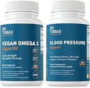 Dr. Tobias Vegan Omega 3 Alger Oil and Blood Pressure Support, understøtter Normal Circulatory Health, Gut immunfunktion og Samlet Wellness, Non- GMO