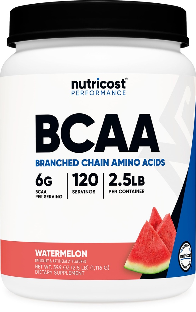Nutricost BCAA Powder 2: 1: 1 (Watermelon, 120 Servere) - Gluten Free, Non- GMO, Vegetar