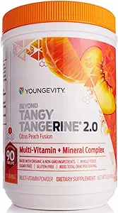 Youngevity Beyond Tangy Tangerine 2.0 Citrus Peach Ultimate Multi- Vitamin & Mineral Complex - Made with Natural & Whole Foods against 124; 8.000 ORAC against 124; 2 Canister