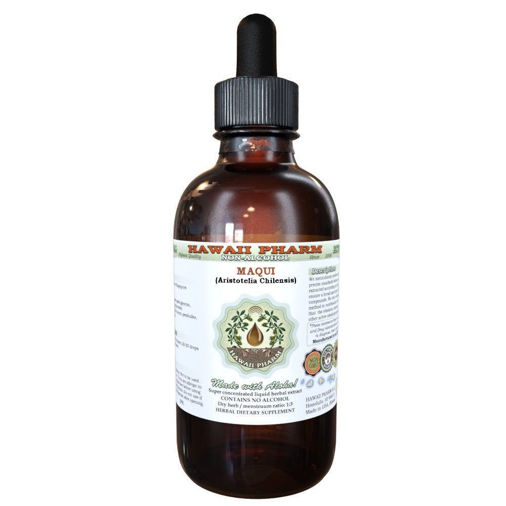 Hawaii Pharm Maqui Alcohol-Free Liquid Extract, Professional Grade, Small Batch Maqui (Aristotelia chilensis) Dried Berry Glycerite, 2 oz