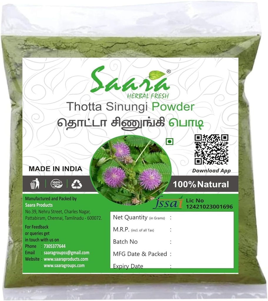 Thotta Sinungi Seed Powder Mimosa Pudica Seed Powder, 300g, 10.52 Ounce (Pack of 1)