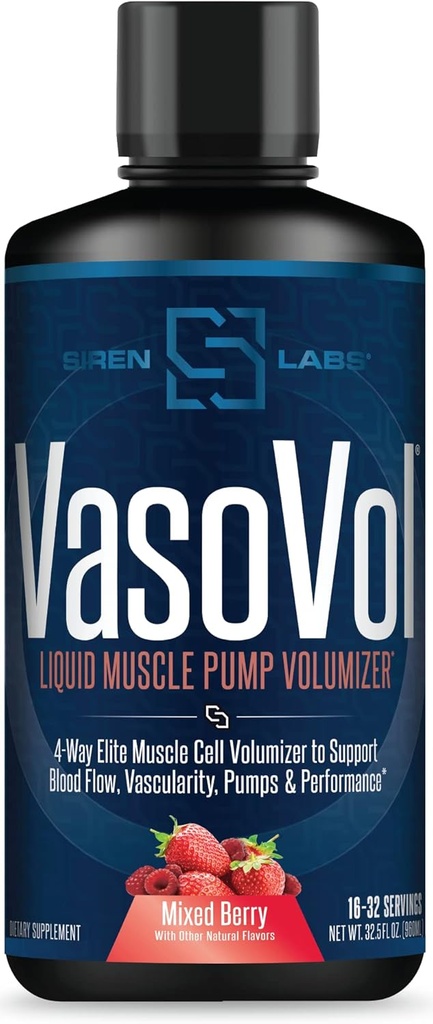 Vaso- VOL Flydende Muskelpumpe Volumizer med Agmatine Sulfate - Pre workout for mænd til at tage din træning til det næste niveau med vaskularitet og ydeevne (blandet berry)