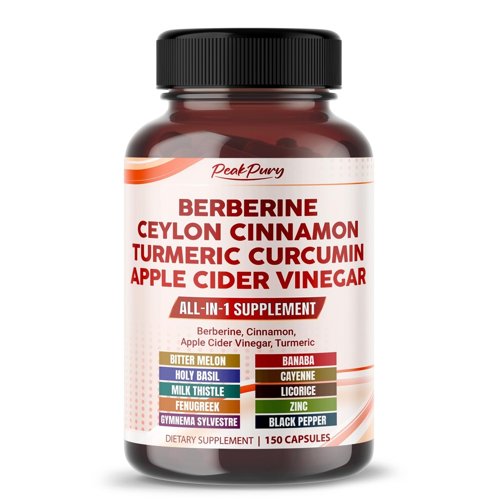 Berberine kanel Æble Cider Vineddike Gurkemeje - Samlet wellness Support- Made in USA