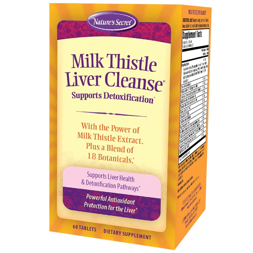 Nature 's Secret Milk Thistle Lever Cleanse - 60 tabletter - Understøtter sund leverfunktion & afgiftning - 18 Botanisk Blend gurkemeje, Mælkebøtte, Beet, & Artichoke - Naturlig kraftfuld antioxidant