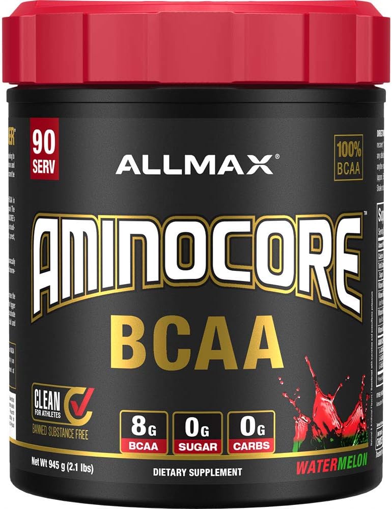 ALLMAX Nutrition AMINOCORE BCAA Powder, 8.18 Bedste Aminosyrer, Intra og Post Workout Inddrivelse Drik, Gluten Free, Watermelon, 945 g