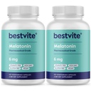 BESTVITE Melatonin 6mg (240 vegetariske kapsler) (120 x 2) - Ingen stearater - Vegan - Ikke GMO - Gluten Free