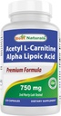 Bedste Naturals Acetyl L- Carnitin og Alpha Lipoic Acid 750 mg 120 Kapsler