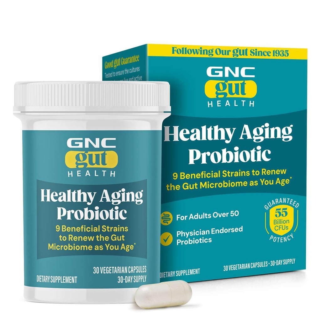 GNC Gut Health Healthy Aging Probiotic, 30 Count, 30 Servings