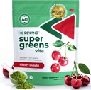 Bedste Tasting Super Green Powder med 40 + Superfood - Lækker Daglig Green Powder med vitamin B12, Zink, C-vitamin, Magnesium & Calcium - Green Juice Superfood Mix - Cherry Flavor