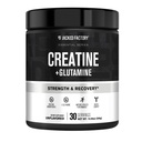 Jacked Factory Creatin + Glutamin - Kreatin tillæg med L- Glutamin til muskel inddrivelse, muskelvækst, øget styrke, forbedret energi output, og Gut sundhed - 30 Serveringer, Unflavored