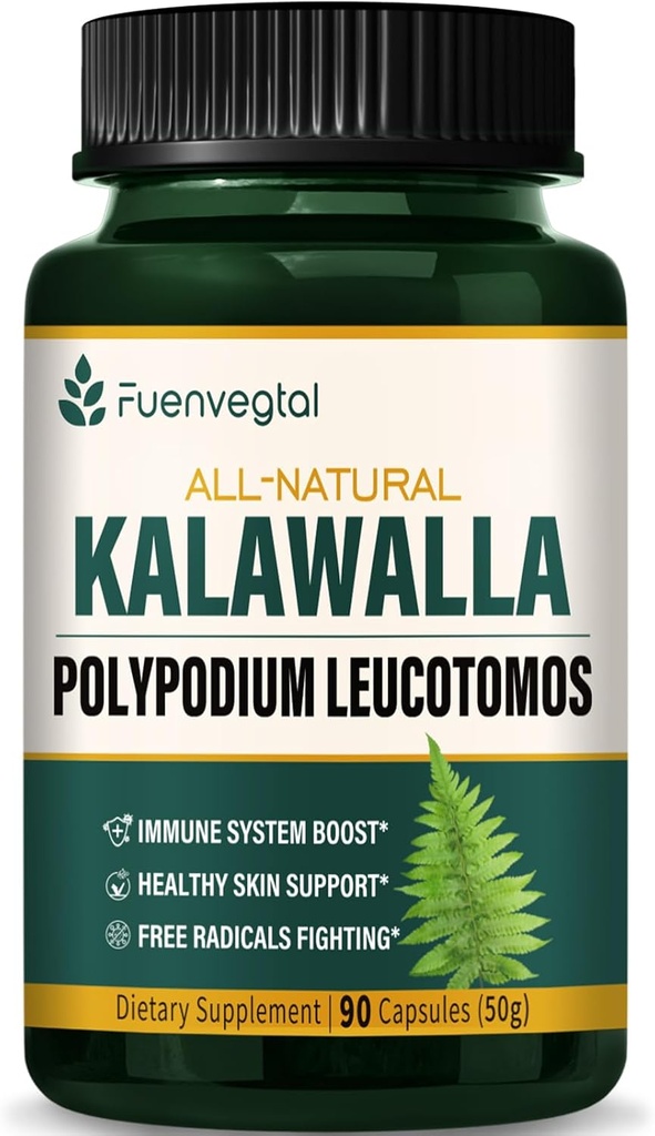 Kalawalla Root Kapsler, Polypodium Leucotomos Extract Support Support Immunsystem, Hud Sundhed, og Gratis Radicals Defense, varer 3 Måneder. 90 Antal