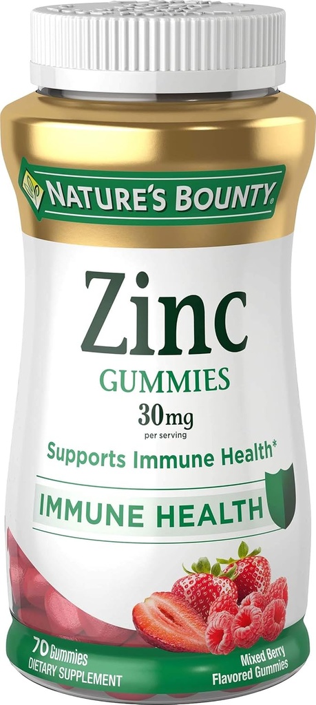 Nature 's Bounty Zink Gummies by Nature' s Bounty 30mg 70 Blandet Berry Flavored Gummies, 70 Greve