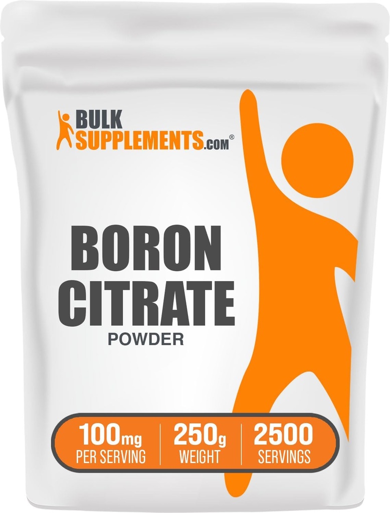 BulkSupplements.com Boron Citrate Powder - Boron Supplement for mænd og kvinder, Food Grade - for Bones & Joints Support, 100mg per Serving, 250g (8,8 oz) (pakke med 1)