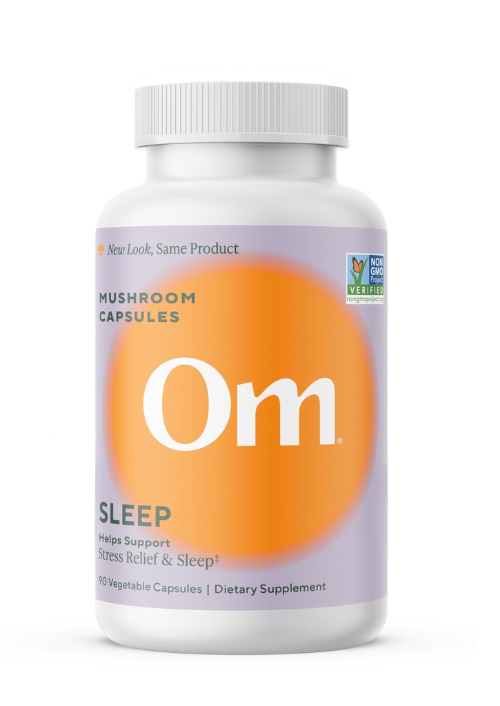 OM Mushroom Superfood Sleep Mushroom Capsules Superfood Supplement, 90 Greve, 30 dage, Reishi, GABA, L- Theanine, Melatonin for hvile og søvn kvalitet Superfood supplement