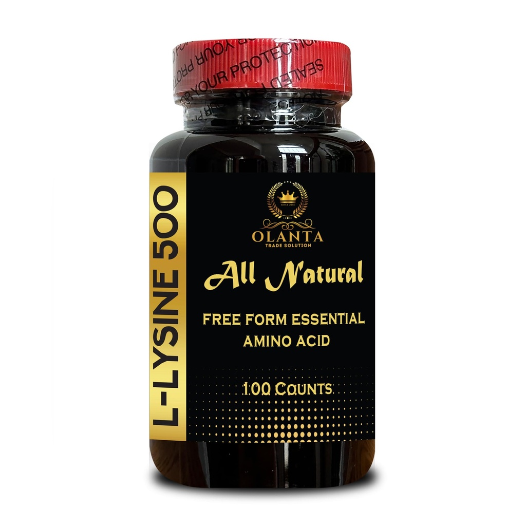 L-Lysine 500mg Free Form – Immune Plant-Based Capsules – Vegan, Non-GMO – Gluten-Free Nutritional Support – 1 Bottle 100 Counts