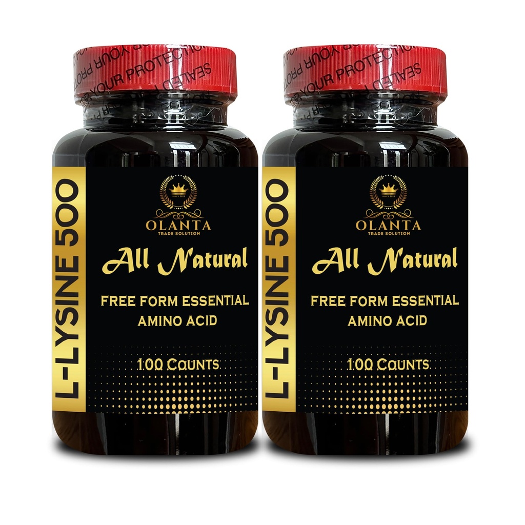 L-LYSINE 500 AMINO ACID - Amino Acid Vitamin, Protein synthesis, Herbal Extracts, Comprehensive Daily Wellness Blend for Men & Women, L-Lysine 500MG Capsules, Essential Amino Acid - 2 Bottles