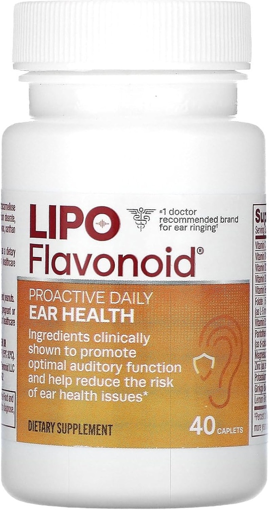 Proactive Daily Ear Health Supplement af Lipo- Flavonoid, fremmer lang sigt og understøtter optimal auditiv funktion og kognitiv sundhed, 40 kapsler