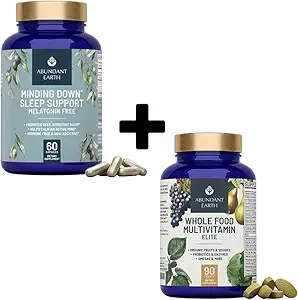 Abundant Earth Whole Food Multivitamin and Minding Down Sleep Support Capsules