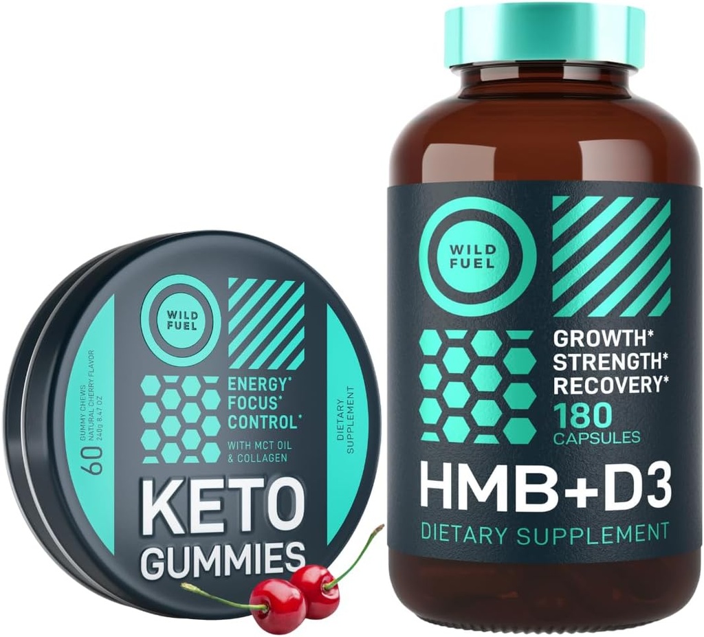 WILD FUEL HMB med D3-vitamin og Keto MCT Oil Gummies Energy Chews Power and Recovery Bundle