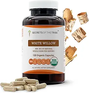 Hemmeligheder for Tribe White Willow Kapsler 800 mg USDA Organic White Willow (Salix Alba) Tørret Bark (120 Kapsler)