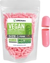 XPRS Nutra Størrelse 1 Tomme kapsler - 100 Grev Tomme Veganske kapsler - Vegetariske piller - DIY vegetabilsk kapsel Filling- Veggie Pill Caps til Do- It- Yourself Kosttilskud (Pink)