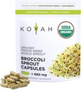 KOYAH Organic Broccoli Sprøjtekapsler - Frysetørrede hele broccoli spirer - 3. part testet for aktiv Myrosinase & Glucoraphanin (Sulforaphane Glucosinolate) - 150 kapsler