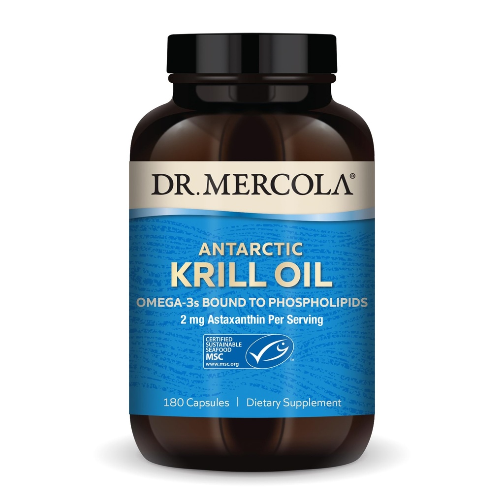 Dr. Mercola antarktisk krill Oil - 1.000 mg - Omega-3 tillæg med EPA & DHA - understøtter hjerne, hjerte, fælles & immunforsvar - GMO- fri, Gluten- fri & soy- fri - 180 kapsler (90 Servering)