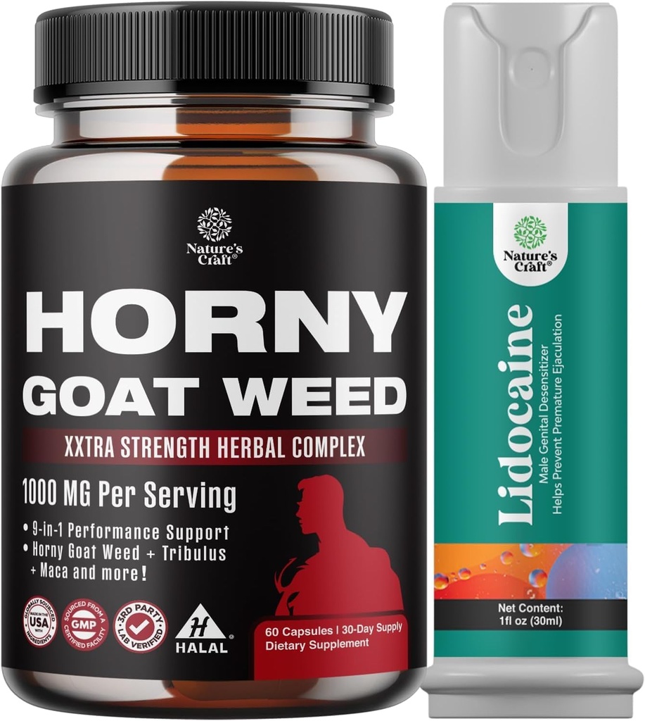 Bundle of Horny Geat Weed Extract Complex for mænd og kvinder Forbedret energi og Stamina og Black Maca Root Kapsler til mænd - Nyskabende Drive Mood & Energy Booster til mænd