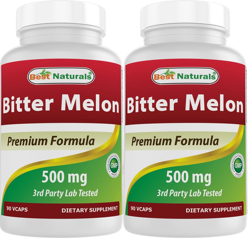 Bedste Naturals Bitter Melon 500 mg 90 Vcaps (90 Greve (pakke med 2))