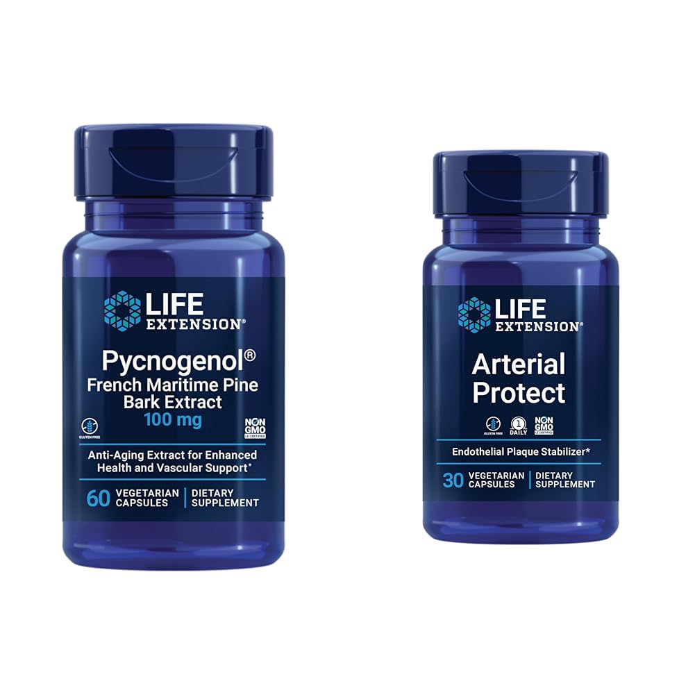 Life Extension Pycnogenol Fransk Maritime Pine Bark & Gotu Kola Arterial Health Kosttilskud - 60 & 30 Vegetariske kapsler